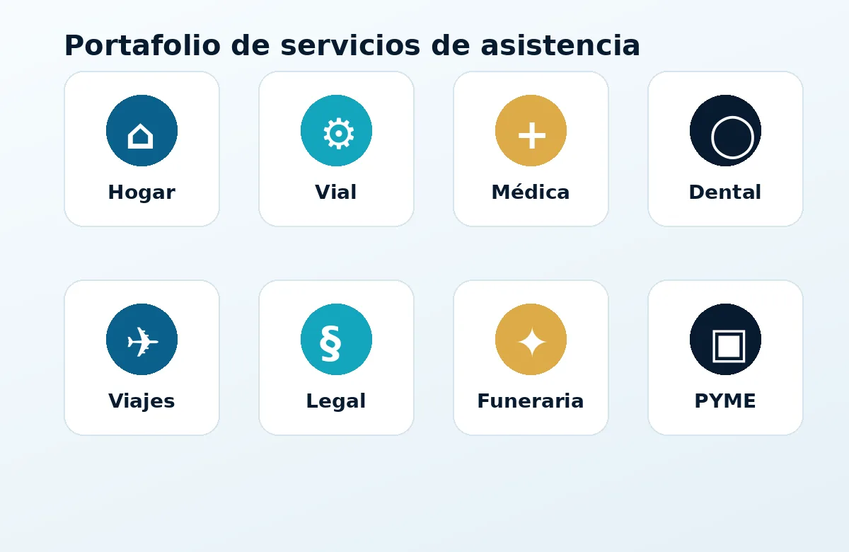 Resumen visual del portafolio de servicios de asistencia Cabere